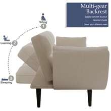 This 74-Inch Living Room Sofa Features Two Soft Armrest Cushions, Offering Comfortable Seating, Easy Assembly, And Is A Multi-Functional Sofa Suitable For Apartments, Bedrooms, And Small Spaces. - Màu be - Xem 5
