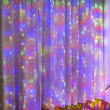 USB Powered LED Remote Control Curtain Lights, 8 Modes, Fairy Lights Suitable For Christmas, Valentine's Day, Halloween, Ramadan, Birthday, Bedroom, Gifts, Holiday Parties, New Year, Atmosphere Decoration Lighting - USB Curtain Light - View 5