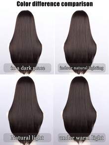 Peluca sintética recta de 28 pulgadas de largo elegante para mujeres, fibra resistente al calor, gorro de red de rosa, densidad del 150% - perfecta para uso diario y de fiesta, 70 cm, especial - Marrón - Ver 10