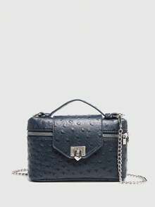 Petit sac à main pour femme, sac bandoulière carré en PU de texture d'autruche de couleur unie, convient pour la mode quotidienne et les sorties des femmes - Multicolore - Voir 10