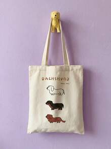 Joivida Bộ 3 túi tote in hình chó Dachshund dễ thương, túi đeo vai cỡ lớn tiện dụng, túi mua sắm hàng ngày, túi đựng đồ đa năng, túi xách du lịch nhẹ, quà tặng ý nghĩa, quà lưu niệm du lịch, túi du lịch thiết yếu, phù hợp cho đi làm, đi học, du lịch, dã ngoại, cắm trại, hoạt động ngoài trời và nhiều hơn nữa, túi Dachshund, quà Giáng sinh sáng tạo. - Màu be - Xem 5
