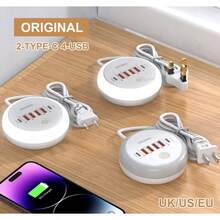 Cargador USB de 50W con múltiples puertos, regleta de enchufes, cargador de viaje de carga rápida para iPhone, , , adaptador de carga rápida para teléfono - KR blanco - Ver 5