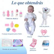 OMANIFER Muñecas Reborn de Bebé niño de 55 cm,Cuerpo Blando y Articulaciones Móviles,Set de Juguete y Vaja de Regalo Apto para Niños a Partir de 3 años,Incluye Accesorios de Juguete y Ropa de Bebés - Multicolor - Ver 4