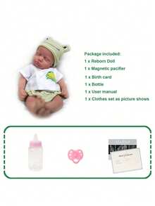 Muñeca Reborn de silicona suave de Body completo de 12 pulgadas, con ropa intercambiable DIY, muñeca de bebé recién nacido realista, adecuada como regalo/Navidad/Pascua, muñeca de bebé de silicona, muñeca Reborn, bebé de silicona, bebé Reborn, muñeca de bebé de silicona - Verde - Ver 9