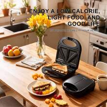 SOKANY 08123 Multi-Function Breakfast Maker, Sandwich Maker, Waffle Maker. 750W High Power. Double-Sided Heating, One-Touch Auto Sealing. Non-Stick Baking Plate, Easy To Clean. Suitable For Making Sandwiches, Waffles, Fried Eggs, Etc. Ideal For Quickly Preparing Breakfast And Healthy Light Meals. - EU E Type Plug(220-240V) - View 3