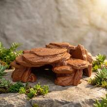 Cueva de roca negra imitada impresa en 3D, de uso dual para acuario y terrario de reptiles, refugio de múltiples espacios para peces, camarones, geckos, lagartos, decoración de estilo paisajístico natural, material impreso en 3D - A - Ver 4