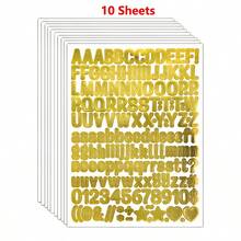 10pcs 0.5 Inch English Letter Stickers, Gold & Silver, Suitable For Scrapbooking, Cards, Small Decorations - Multicolor - View 17