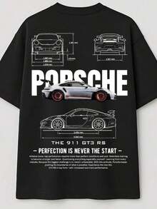 911 GT3 RS Unisex T-Shirt For Men And Women, 100% Cotton, Premium Top Streetwear Release. For Car Fans, Motorsports & Gearheads. - 黑色 - 查看 1