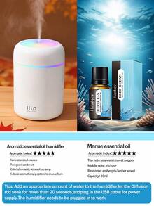 1pc 300ml Colorful Humidifier, USB Powered, With Cool Mist And Bright Ambient Light, 2 Working Modes, Auto Shut-Off, Quiet Mist, Electric Air Humidifier, Bedroom Decor Gift, Home Air Freshener, Suitable For Room Decor, Office, Living Room, Desk, Car, An Ideal Gift For Her, For Daily Air Humidifying, Refilling And Anti-Drying - 多色 - 查看 13