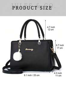 Ladies' Handbag With Pom Pom Pendant, Best Mother's Day Gift Ideas, Mother Day Gifts, Mom Gifts, Mommy's Essentials, Mommy Bag For Going Out - Xám - Xem 8