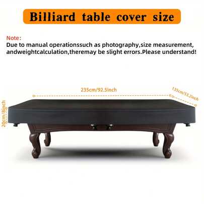 1Pc Heavy-Duty Waterproof Billiard Table Cover - Multi-Functional Dustproof Pool Table Protector, Fitted Design For Standard 7/8/9 FT Tables, Tear-Resistant Outdoor & Indoor Table Cover With Drawstring, Ideal For Home Game Room, Club, Patio & Backyard, Essential Billiard Accessory To Extend Table Lifespan