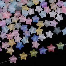 200pcs/Pack Acrylic Translucent Gold-Plated Pentagram Beads - Shiny Smooth Matte Surface Transparent Star Shaped Beads, Suitable For Handmade Crafts, DIY Bracelets, Necklaces, Earrings, Jewelry, New Year Gift Making Materials - Multicolor - View 2