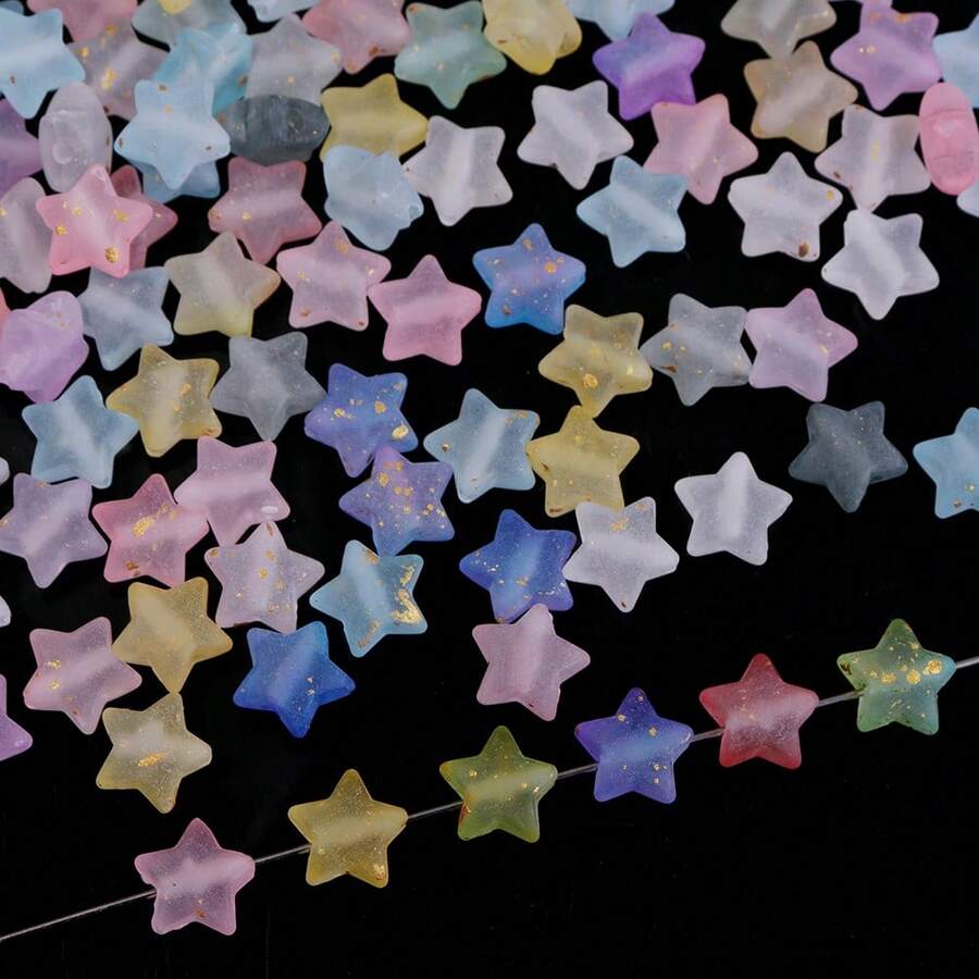 200pcs/Pack Acrylic Translucent Gold-Plated Pentagram Beads - Shiny Smooth Matte Surface Transparent Star Shaped Beads, Suitable For Handmade Crafts, DIY Bracelets, Necklaces, Earrings, Jewelry, New Year Gift Making Materials