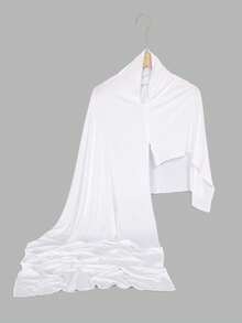 1pc Instant Jersey Hijab Made By Soft, Breathable, And Anti-Pilling Fabric. Tie-On Hijab. Suitable For Year-Round Use And Daily Wear By Muslims. - White - View 12