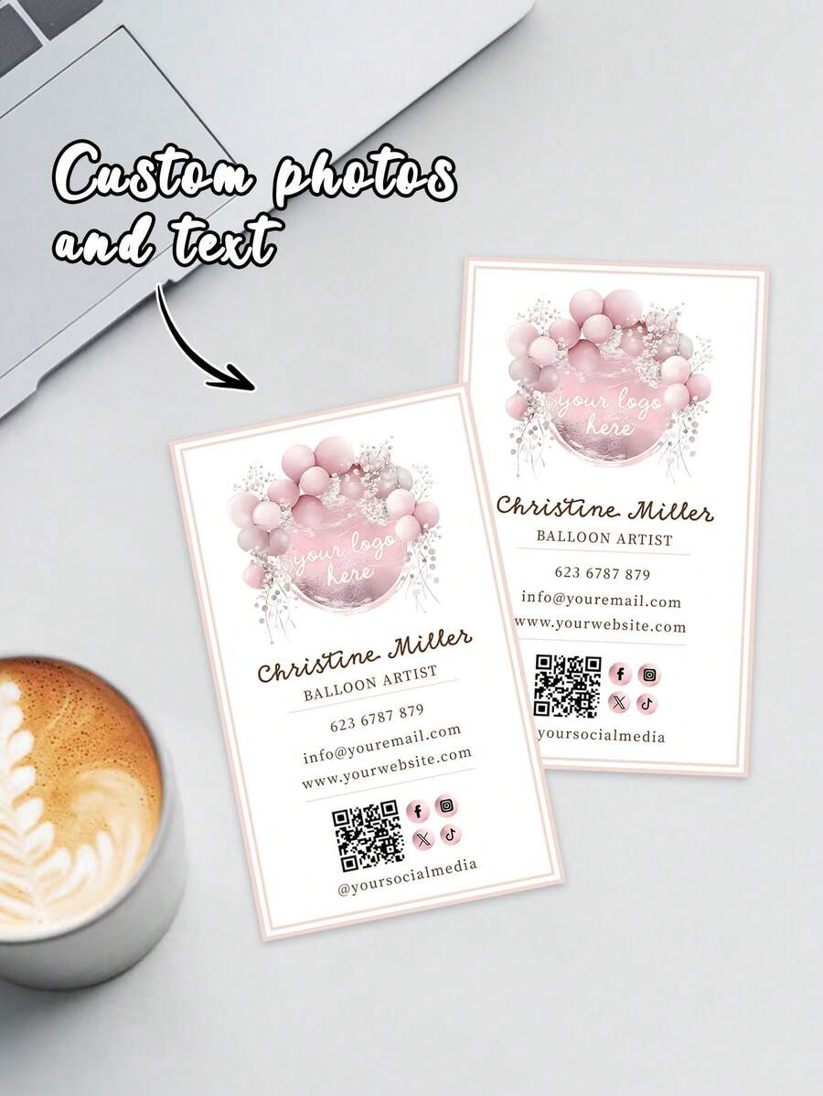 Số lượng in: 200/500/1000 chiếc. Danh thiếp thiết kế theo yêu cầu, họa tiết bóng bay màu hồng vàng, dành cho người tổ chức sự kiện, có thể tùy chỉnh ảnh và văn bản, danh thiếp chuyên nghiệp cá nhân hóa, danh thiếp nghệ thuật, danh thiếp VIP độc quyền. - A - Xem 1