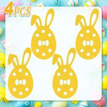4pcs Easter Bunny Cutlery Holders, Felt Easter Egg Shaped Design, Multi-Color, Felt Easter Decor, Suitable For Easter Holiday, Party, Gathering Spring Tabletop Decor, Placemats, Napkin Holders - Yellow - View 9