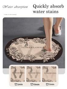 1 Piece Of Dark Gray Geometric Pattern Door Mat, Minimalist Modern Style Design, Rubber Anti-Slip Mats, Bath Rug, Absorbent And Stain Resistant,Room Decor, Kitchen Rug,Suitable For Bath Mat, Kitchen Rug, And Door Mats. - Dark Grey - View 9