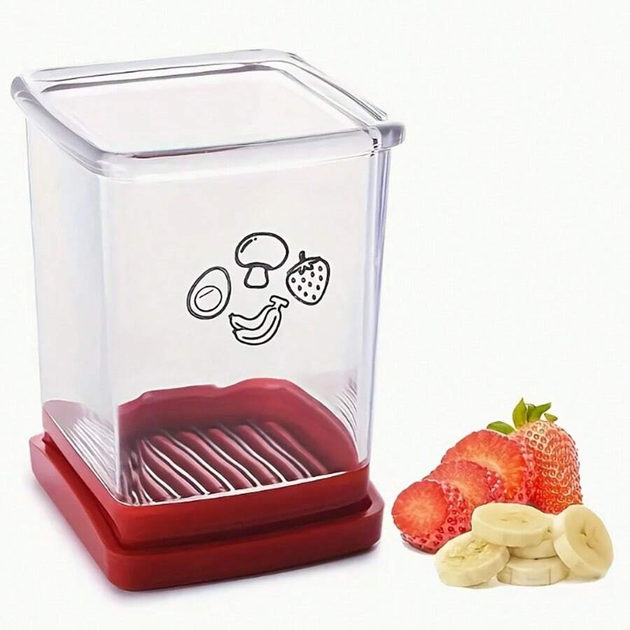 Feliator manual multifuncțional de bucătărie - tăietor de fructe și legume din oțel inoxidabil, feliator transparent de fructe, potrivit pentru bucătăria de acasă, camping în aer liber