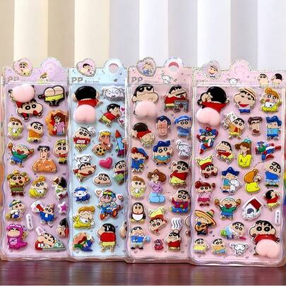 1 pieza Pegatina de Crayon Shin-Chan PP, diseño aleatorio lindo, pegatina decorativa hecha a mano para teléfono, adecuada como regalo para compañeros de clase