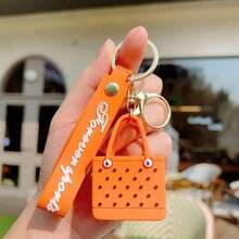 Cute Beach Hole Keychain Portable Simple Mini Car Key Chain Soft Silicone Fashion Seaside Big Basket Hanging Ornaments Bag PZPW - Quả cam - Xem 8