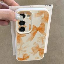 1个TPU材质橙色薄纱蝴蝶结设计时尚手机壳，兼容三星A05s、A12、A13、A14、A14 4G、A15、A21s、A23、A25、A32、A32 5G、A34、A35、A50s、A51、A52、A53、A54、A55、A71、A72、A73、S10、S20 FE、S20 Ultra、S21 Ultra、S22、S22 Plus、S23、S24、红米10C、12C、Note 10、11、12、13、Pro Plus、Note 8、9 Pro，全包防摔软壳手机保护套 - 白色 - 查看 4
