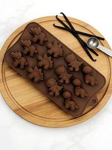 1个12孔恐龙造型硅胶巧克力模具，恐龙动物硅胶模具，适用于DIY蛋糕和巧克力制作 - 彩色 - 查看 2