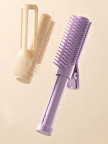 1pc High Skull Top Extendable Curling Hair Comb, Portable Styling Comb With Hair Curling Clip. - A - View 2