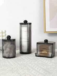 1 cái/3 cái Hộp đựng mỹ phẩm để bàn trang điểm, hộp đựng tăm bông, hộp đựng chỉ nha khoa/băng vệ sinh hình tròn để sắp xếp và cất giữ. Phòng tắm - Nhiều màu - Xem 1