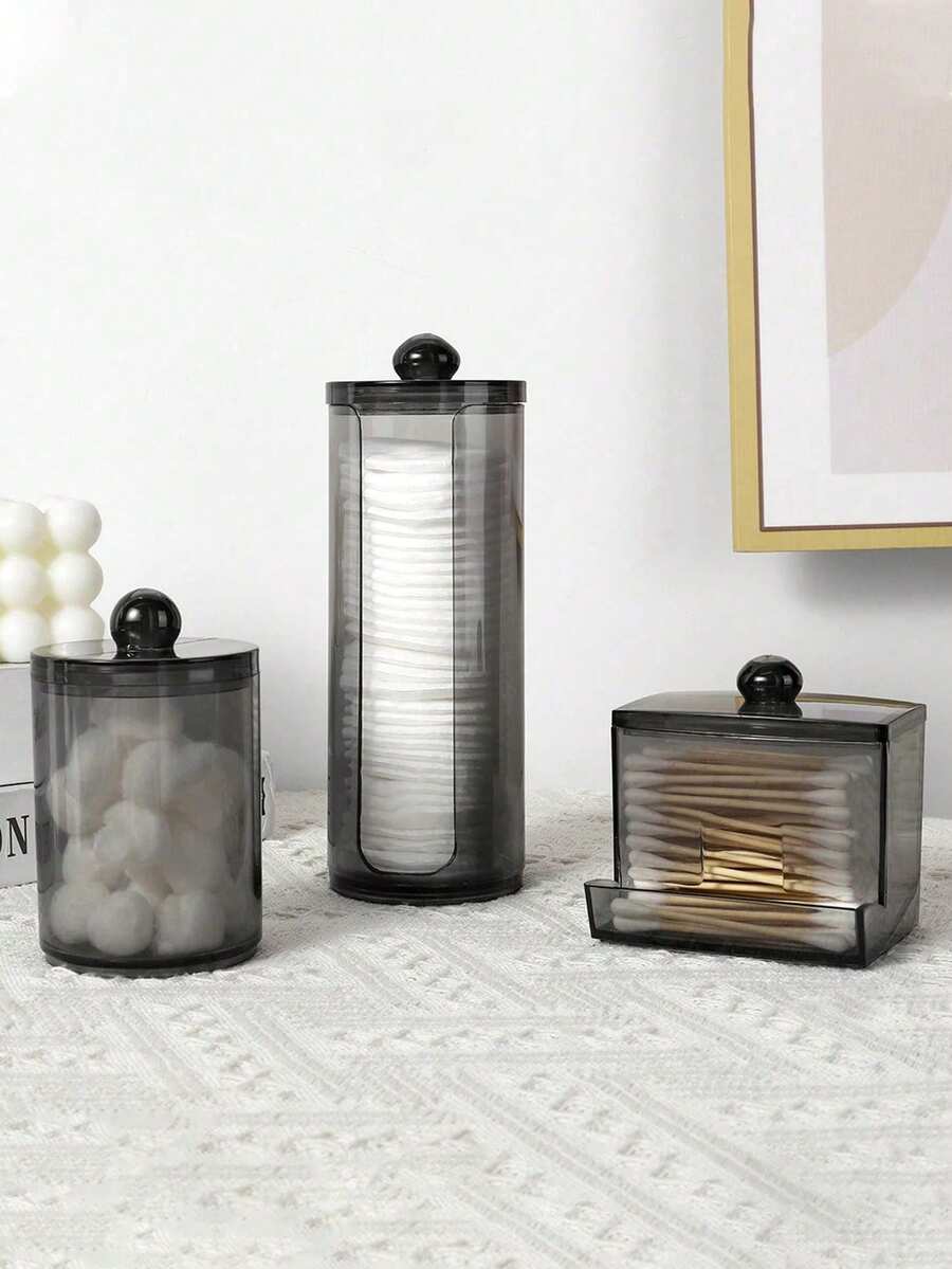 1 cái/3 cái Hộp đựng mỹ phẩm để bàn trang điểm, hộp đựng tăm bông, hộp đựng chỉ nha khoa/băng vệ sinh hình tròn để sắp xếp và cất giữ. Phòng tắm - Nhiều màu - Xem 1