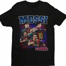 Lionel Homage _ Barcelona Football T Shirt _ Football _ Soccer _ Lionel Fan _ Lionel Mes (1) - màu đen - Xem 1