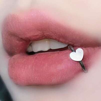 Heartfelt Love Titanium Steel Seamless Hoop Lip Ring, Unique Creative Piercing Seamless Hoop