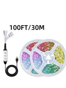NBBUFF 3ft-100ft LED Strip Lights, TV LED Backlighting USB Powered, Adjustable Color & Brightness, Button Control, Plug And Play, Easy Installation, Decorative Night Light, Suitable For Home, Bedroom, Living Room, Holiday, Kitchen, Ceiling, Desk And More - 3Key Button Controll(No App) - View 14