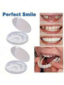 4 piezas/5 piezas Herramientas dentales, Dentaduras cosméticas cómodas y ajustables: Dientes superiores e inferiores, Crea una sonrisa segura y encantadora - Multicolor - Ver 4