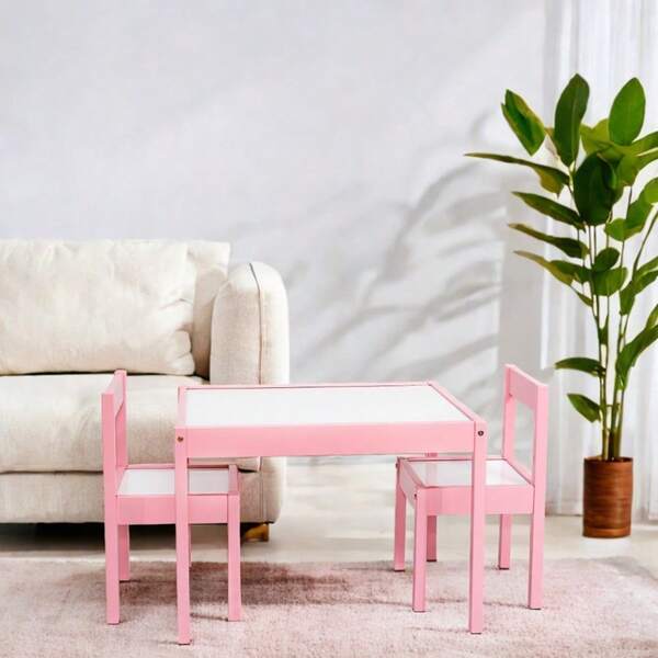 3-Piece Table And Chairs Set, In Blush Rose Age Group 1 To 5 Years Old.