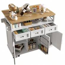 Storage Islands & Carts - White + MDF + Metal - View 2