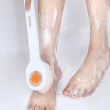 1个可填充沐浴刷，推拉式液体分配器，软毛长柄沐浴刷，去角质磨砂背部刷，用于身体清洁 - 多色 - 查看 5