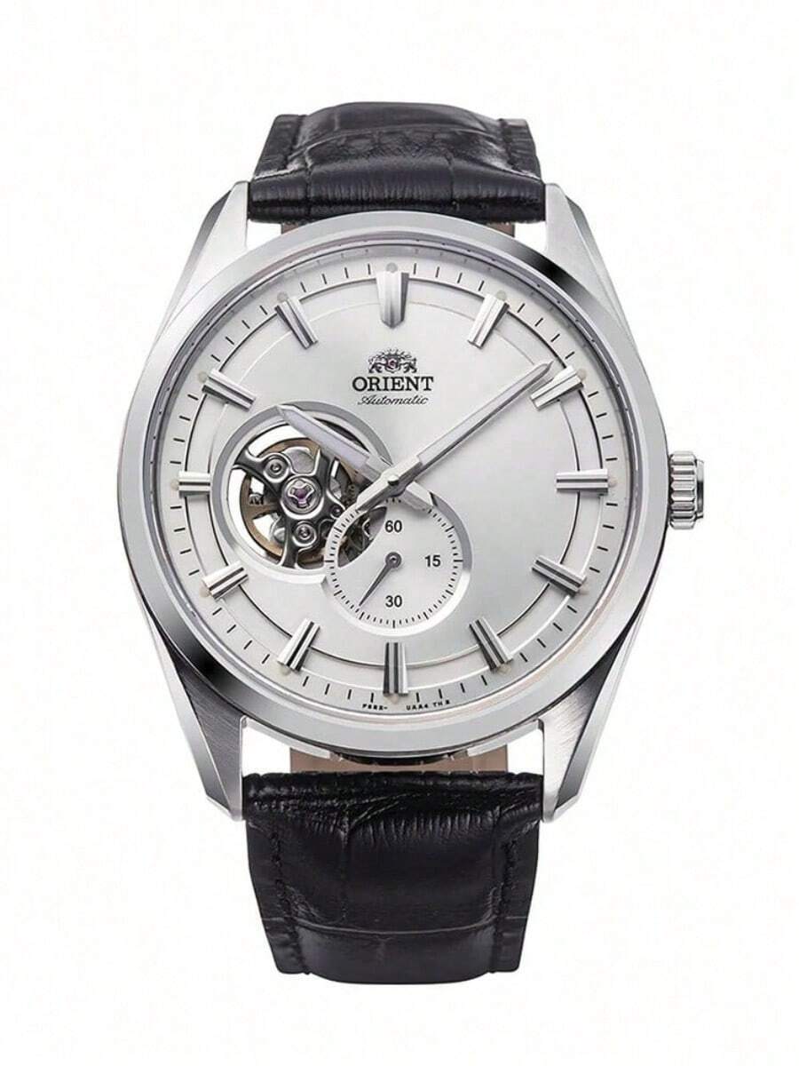 Orient Men's Luxury Automatic Mechanical Happy Watch, Silver Stainless Steel Case, Black Leather Strap, Business Meeting Small Second Hand Wristwatch - Silver - View 1