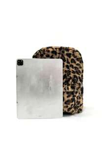 豹纹毛绒背包，大容量，适合中小学生、大学生、高中生、户外旅行，时尚豹纹手提包，适合年轻女性和大学生，秋冬季款。 - 棕色 - 查看 4