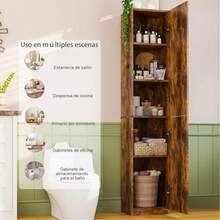 CY 32*30*182CM Estante Organizador Alacenas Para Cocina Mueble Organizador Alacenas Para Despensa Espacio de Almacenamiento Cinco Niveles Con Puerta de Vidrio El Tamaño es 32*30*182CM - Negro opaco - Ver 8