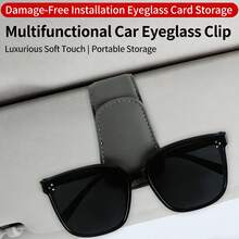 1 Piece Magnetic Leather Car Sunglasses Clip - Multi-Function Sun Visor Organizer For Cards & Tickets - 1 - View 1