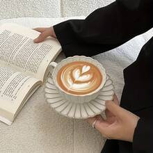 Ceramic Japanese Coffee Cup And Saucer Set, Suitable Breakfast, Tea Party, Afternoon Tea, Garden, Restaurant, Etc., Can Be Used Multiple Purposes In Summer And Winter - White - View 5