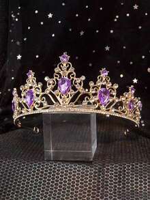 1 chiếc băng đô vương miện công chúa đính đá lấp lánh dành cho nữ, phụ kiện tóc sinh nhật ngọt ngào, vương miện, vương miện cài tóc, phụ kiện đội đầu, vương miện hóa trang, vòng hoa đội đầu, vòng cài tóc. - 4223 màu tím - Xem 4