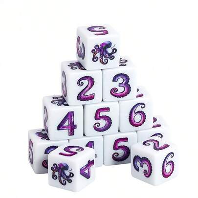 12pcs Octopus-Shaped Dice - Color-Coded D6 Dice Suitable For RPG Tabletop Games, Adult Board, Holiday Gift For Christmas & Thanksgiving - Ideal For & Games