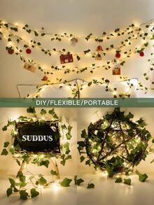100 piezas Guirnalda de Hiedra Artificial LED, Luces LED de Hiedra, Luces de Cadena de Hojas Verdes, Plantas Artificiales, Luces de Hadas, Funcionan con Batería, Iluminación Interior, Cerca del Jardín, Fiesta de Boda, Decoración Navideña, Corona, Decoración Interior, Fiesta de Jardín de Atrio, Decoración de Primavera, Decoración de Patio, Decoración de Boda, Adecuado para Exteriores, Patio, Porche, Fiesta, Vacaciones, Boda, Decoración de Mesa de Comedor - multicolor - Ver 10
