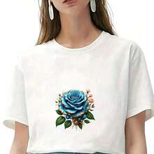 1pc/2pcs/3pcs Blue Flower Heat Patch, Durable Long-Lasting Heat Transfer Sticker For DIY T-Shirts, Sweatshirts, Jeans, Hoodies, Backpacks, Jackets, Handbags, Pillows - L+S - View 6