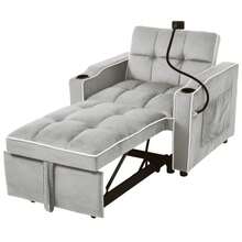 3-In-1 Extendable Sofa Bed – With Cup Holder And Phone Stand, Sofa Bed, Convertible Armchair, Ideal For Small Spaces, 83 X 167 X 76 Cm - Antique Gray-white - View 4