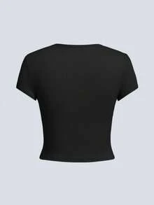 T-shirt femme avec imprimé de cartes de tarot gothique, coupe slim, style sous-culture mystérieux, manches courtes. Convient pour la mode sombre, les fêtes à thème tarot, le style de rue décontracté, les costumes d'Halloween - Noir - Voir 3