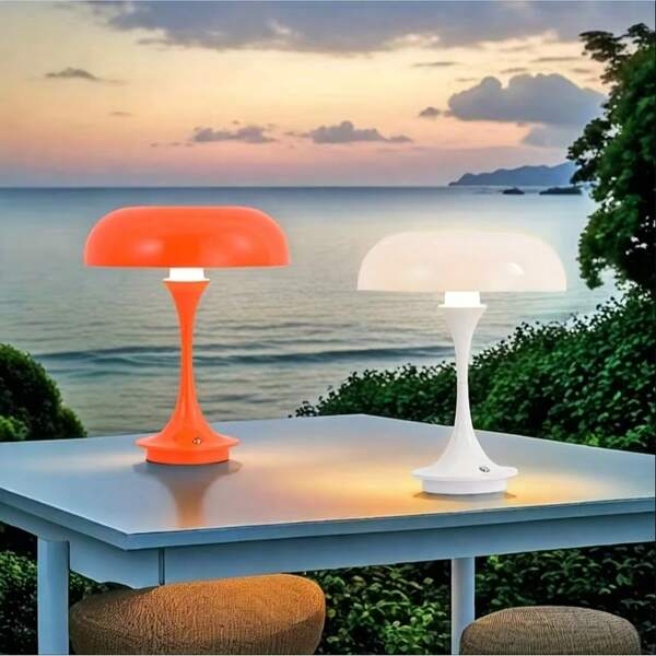 1pc Modern Minimalist Office Decor LED Desk Lamp, Unique Mushroom Lamp, USB Charging, 3 Color Temperatures & Brightness Levels, Touch Control, Bedside Lamp, Office Atmosphere Light, Bedroom Night Light, Gift For Friends, Ambient Lighting
