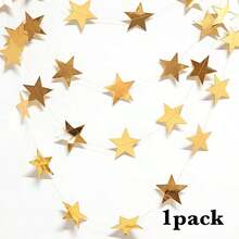 2 Conjuntos de Guirlanda de Lantejoulas Douradas de 157.48 Polegadas - Ideal para Decorações de Festa, Presentes de Aniversário, Casamentos, Lembrancinhas de Festa de Ramadã, Itens de Ramadã, Decorações de Eid, Ramadã Kareem, Mubarak - Dourado - Visão 8