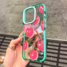 Cherry Phone Case, Pop Art Style, For Compatible With IPhone 17/17pro/17promax/17Air/Iphone16/16pro/16plus/16promax/15/15promax/15pro/11/12/13/14promax/12mini/13mini/11pro/11promax/12pro/12promax/13pro/13promax/14pro/14promax, Summer Fruit Treat Gift, Vibrant Sweet Icon Present - 綠色 - 查看 3